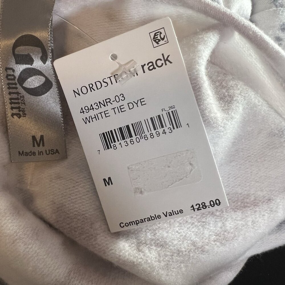 Go Couture Women’s Tunic Hi Low Sweatshirt Gray Tie Dye Size Medium Stretch NWT - Picture 8 of 9